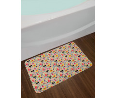 Cartoon Style Monsters Bath Mat