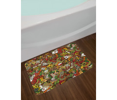 Doodle Style Art Bingo Bath Mat