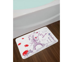 Doodle Romantic Paris Bath Mat