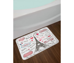 Paris Letter Heart Bath Mat