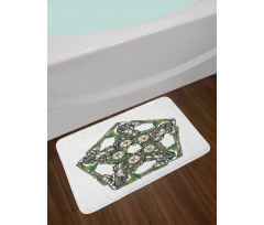 Skeleton Bones and Flowers Bath Mat