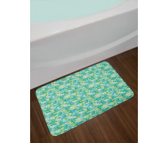 Parrots and Dotted Feather Bath Mat