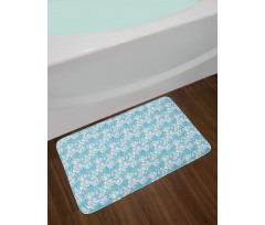 Delicate Flowers and Buds Bath Mat