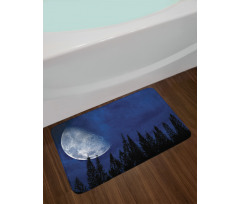 Forest Night Silhouette Bath Mat