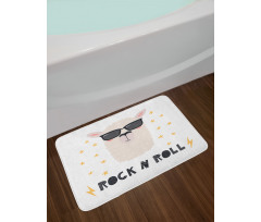 Funny Llama Portrait Bath Mat