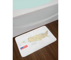 USA Detailed Country Map Bath Mat