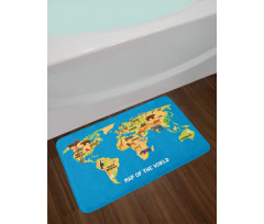 Flat Map of World Bath Mat