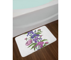 Naive Purple Flower Bouquet Bath Mat