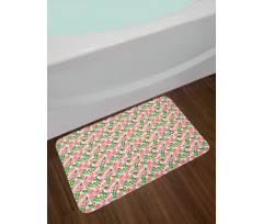 Pink Vintage Vintage Flower Bath Mat