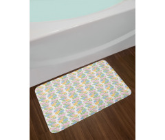 Pastel Tones Blossom Flowers Bath Mat