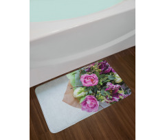 Delicate Floral Bouquet Photo Bath Mat