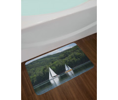 Sailboats on a Lake Bath Mat