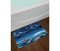 Night Seascape Boat Bath Mat