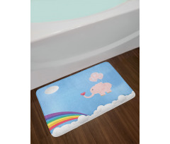 Elephant Rainbow Sky Bath Mat