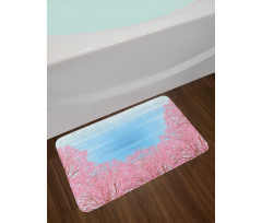 Pinkish Blossom Trees Bath Mat