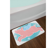 Happy Flying Pig Art Bath Mat