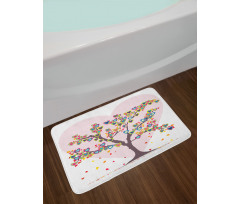 Tree with Leaves Floral Bath Mat