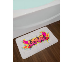 Love Words on Brick Bath Mat