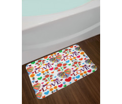 Colorful Blooms Birds Bath Mat