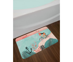 Woman Cycling in Sea Bath Mat