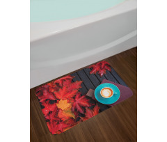 Coffee Fall Leaves Bath Mat