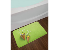 Flowers in Cones Bath Mat