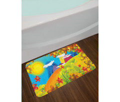 Cartoon Autumn Nature Bath Mat