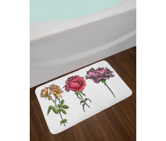 Various Rose Flower Types Bath Mat