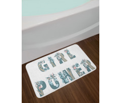 Girl Power Floral Art Bath Mat