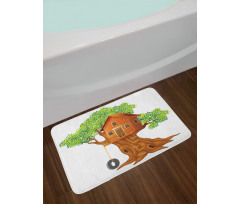 Wooden Home on Branches Bath Mat