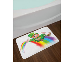 Leprechaun Slides on Rainbow Bath Mat