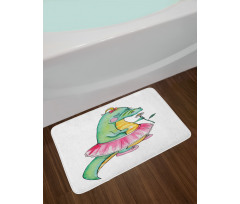 Watercolor Style Female Bath Mat