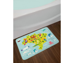 Brasil Map Symbolic Items Bath Mat