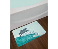 Sea Waves Sketch Art Bath Mat