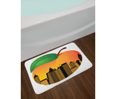 City Skyline in a Peach Bath Mat