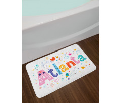 Colorful Smiley Calligraphy Bath Mat