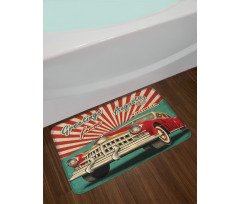 Grunge Retro Car Sunburst Bath Mat