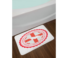 Vintage-Themed Map and Flag Bath Mat