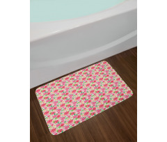 Summer Tropical Flowers Bath Mat