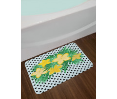 Exotic Flower Polka Dots Bath Mat