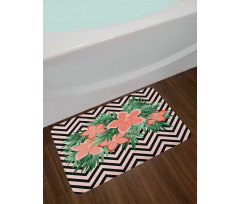 Floral Blossom on Chevron Bath Mat