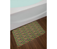 Banana Leaves Strawberry Bath Mat