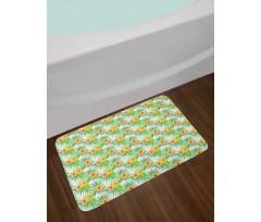 Equatorial Floral Leaves Bath Mat