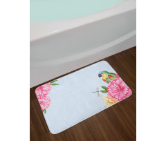 Watercolor Parrots Bath Mat