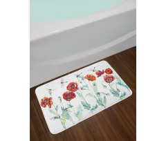 Watercolor Poppies Bath Mat