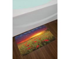 Meadow Poppies Sky Bath Mat