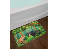 Wild Forest Life Bear Cartoon Bath Mat