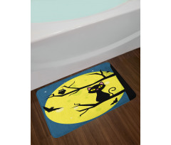 Cat and Owl on Branches Bath Mat