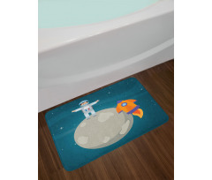 Happy Astronaut on Moon Bath Mat