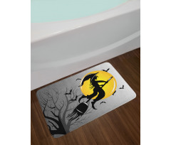 Witch Flies on Full Moon Bath Mat